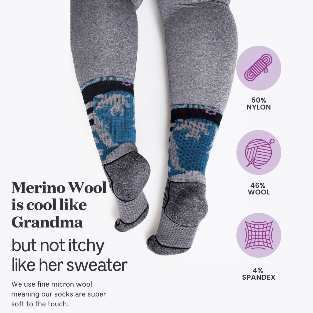 Sasha the Fierce Bear Merino Wool Hiker Crew